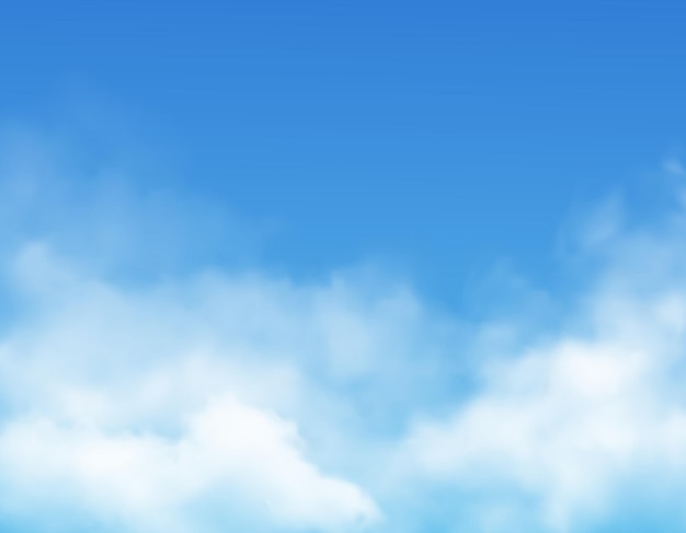Vettore nuvole sul fondo del cielo blu realistico