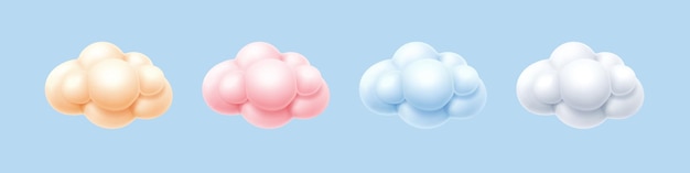 Clouds d sphere liquid balls or multicolor blobs