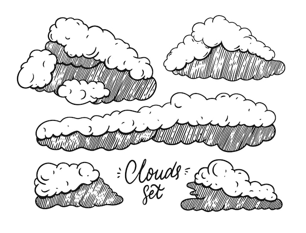 Clouds doodle set illustration