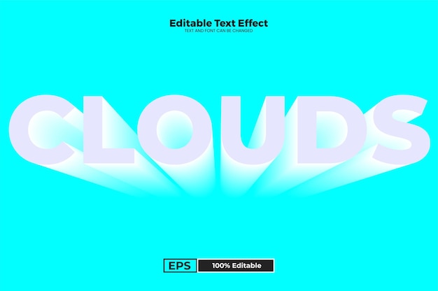 Clouds editable text effect in modern trend style