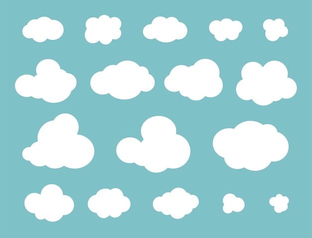 Clouds flat set different. Flat style. Vector illustration