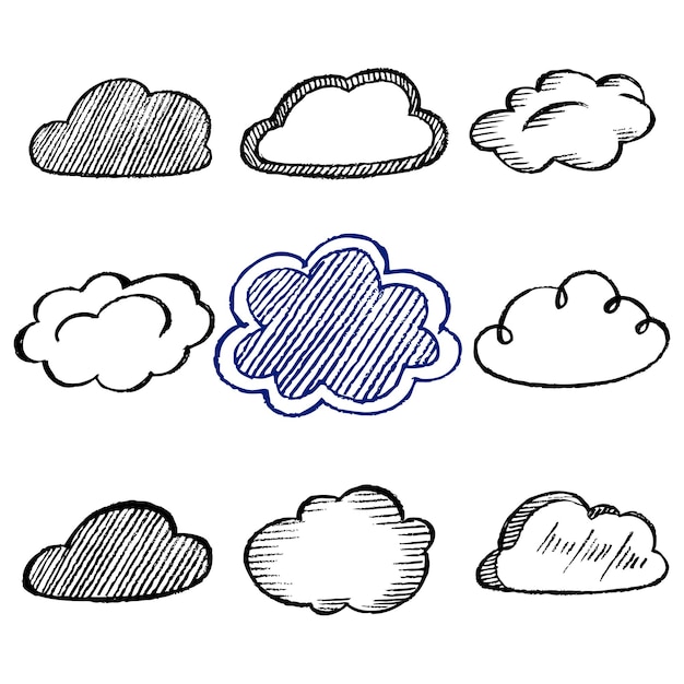 ベクトル 雲の手描きの背景セット