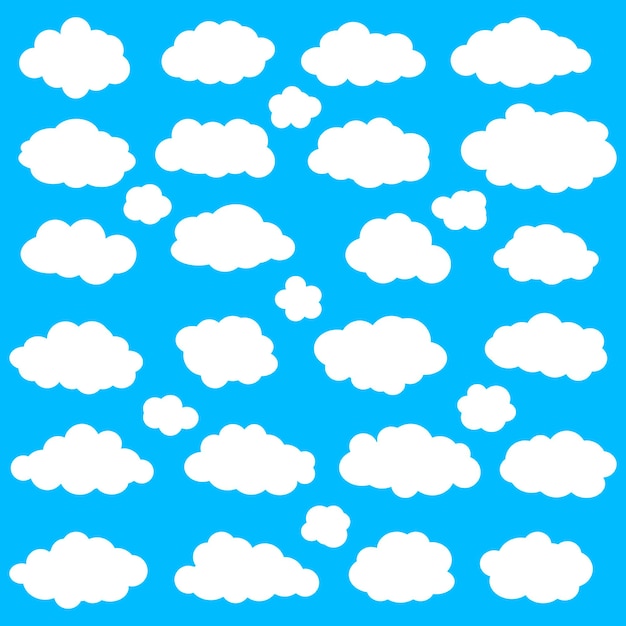 Clouds icon vector on blue