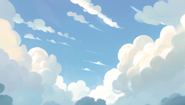 ベクトル 明るく青い空を背景に雲手描き絵イラスト