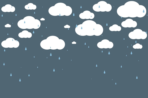 Clouds And Rain drops Pattern Background. Vector Illustration