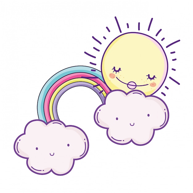 Clouds and rainbow cartoon