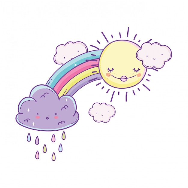 Clouds and rainbow cartoon