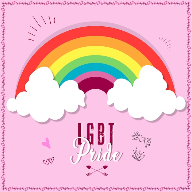 Clouds and rainbow LGBT pride vector background