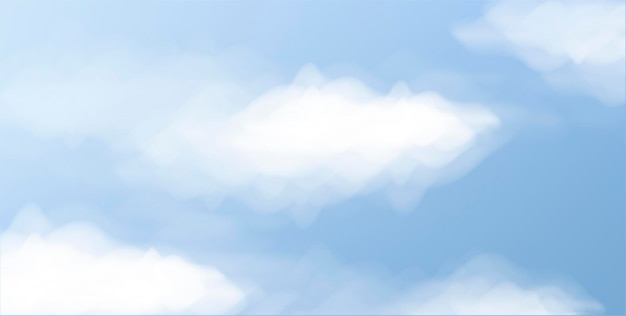 Clouds realistic background blue sky with white fluffy clouds