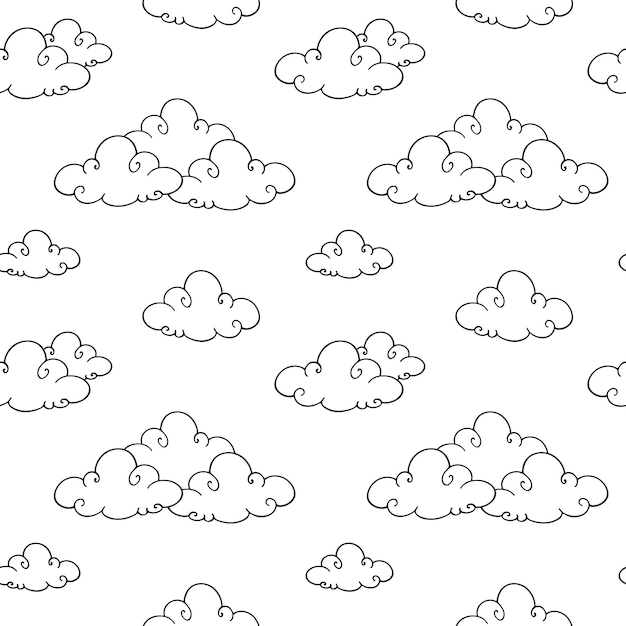 clouds seamless pattern seamless background with simple doodle clouds vector