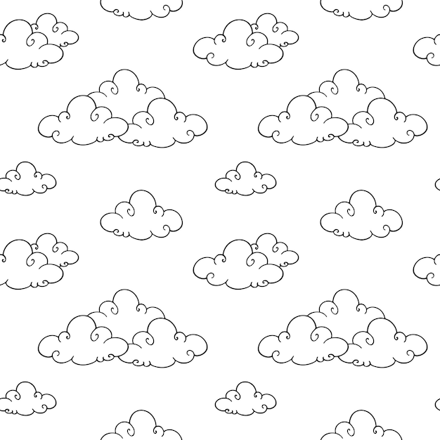 Clouds seamless pattern Seamless background with simple doodle clouds Vector