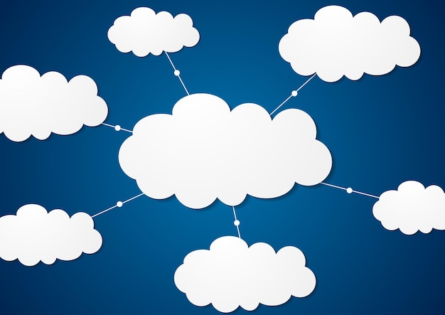 Clouds server communication tech abstract design Blue concept network vector background