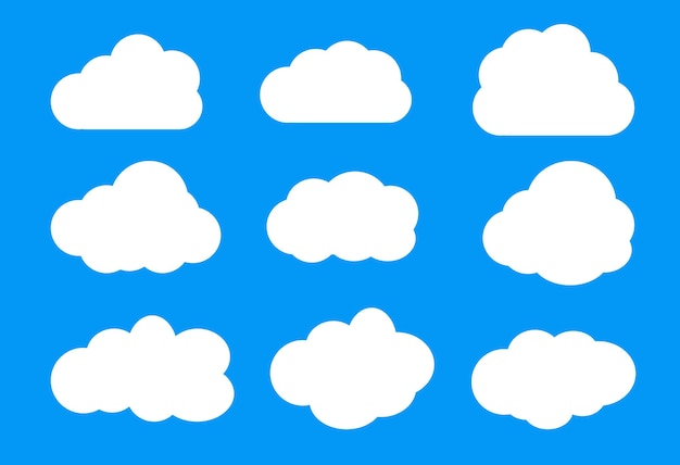 Clouds set on blue background