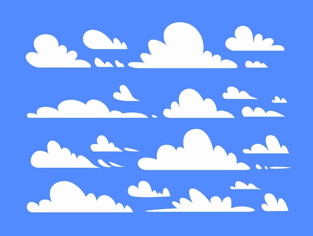 Vector clouds set blue sky cartoon for landscape