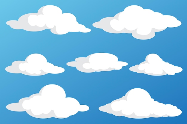 Vector clouds set isolated on blue background