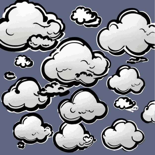 Vector clouds set isolated on a grey background soft round cartoon fluffy clouds mock up icon vector