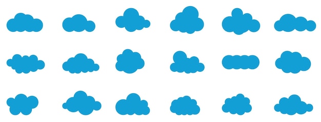 Nuvole nel cielo insieme astratto nuvola blu isolato su sfondo bianco illustrazione vettoriale