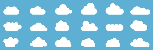 Clouds in the sky Abstract white cloud set isolated on blue background Vector illustration