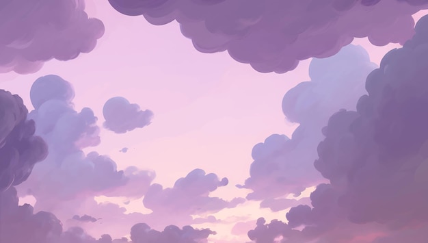 Clouds in The Sky Background During Sunrise or Sunset Golden Hour Hand Drawn Painting Illustration