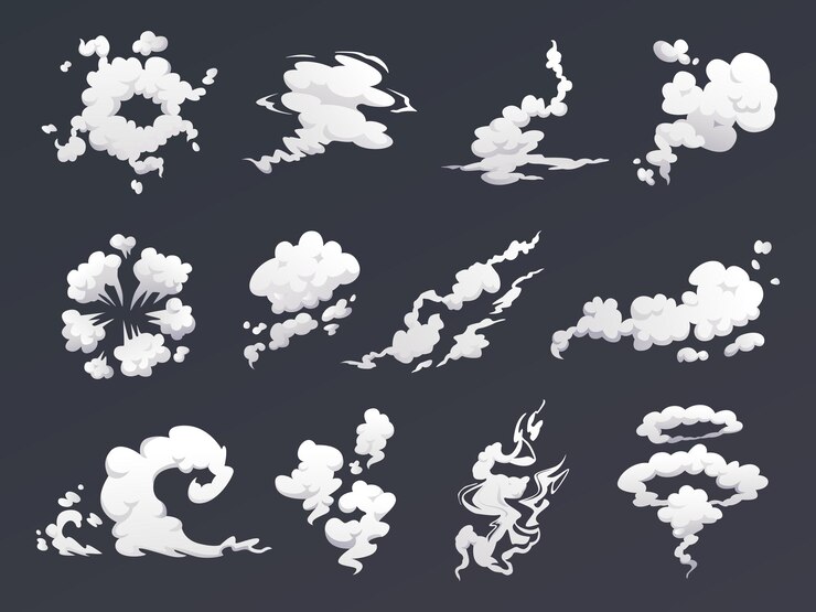 煙蒸気スモッグ汚染ダストセットの雲