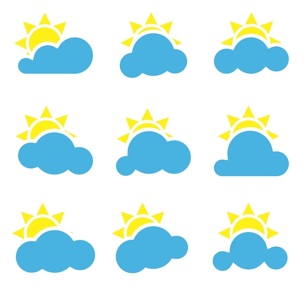 Clouds and sun icons set