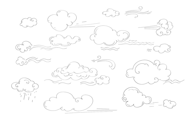雲のベクトルドードル ラインアート