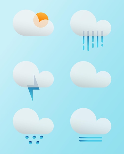 Vector clouds weather icon set