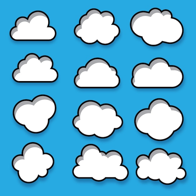 clouds with shadow vector illustration