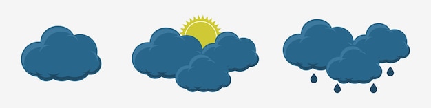 Vector clouds with sun clouds with rain