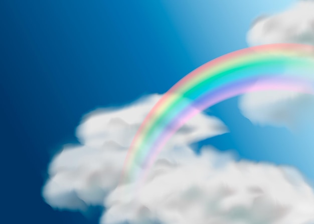 Cloudscape regenboog van natuurlijke lucht met blauwe lucht en witte wolken vectorillustratie