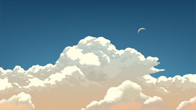 벡터 초승달을 배경으로 한 cloudscape