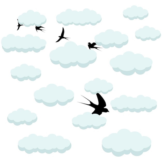 Vector cloudsflying birds in the clouds