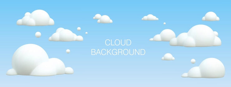 Vector cloudy blue background pattern 3d cartoon cloudsaerial panorama realistic vector illustration