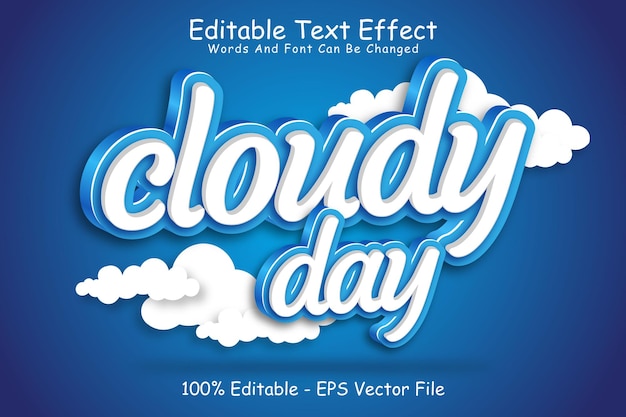 Cloudy Day Editable Text Effect 3 Dimension Emboss Modern Style