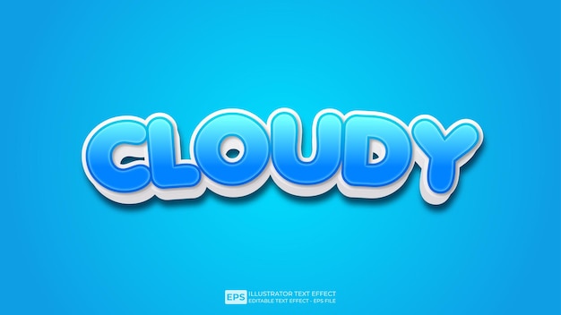 Cloudy editable 3d text effect font