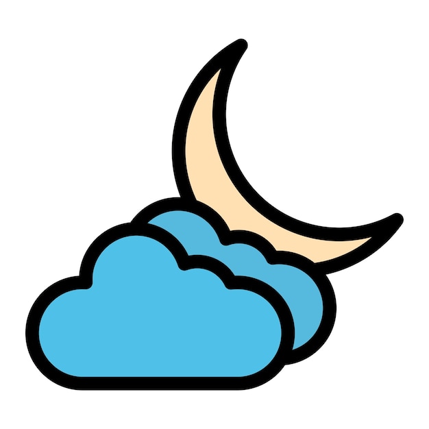 Cloudy Night Vector Icon Design Illustration