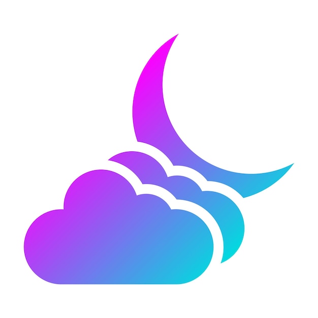 Cloudy Night Vector Icon Design Illustration