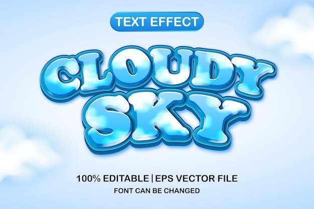 Vettore effetto di testo modificabile 3d cielo nuvoloso