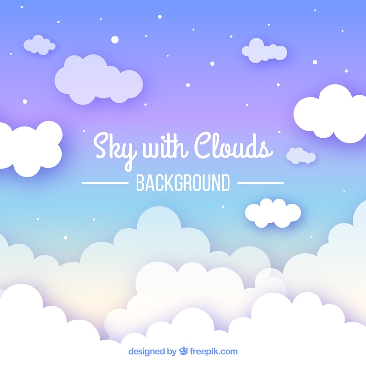 Vector フラットスタイルの曇った空の背景