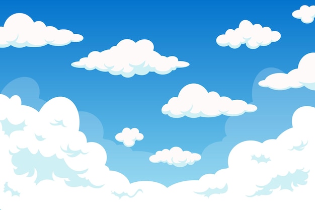 Cloudy sky background in flat style