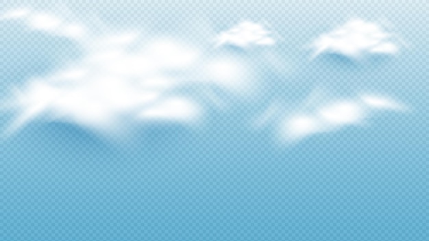 Vector cloudy sky realistic. beautiful white clouds condensation vector weather elements