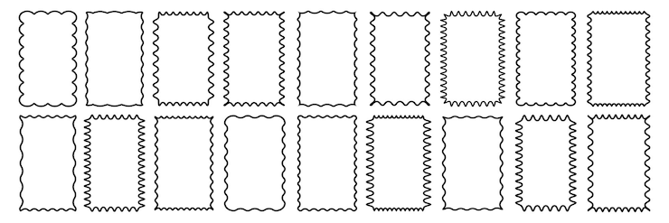 Vector cloudy wave curve edge frame vector set black color