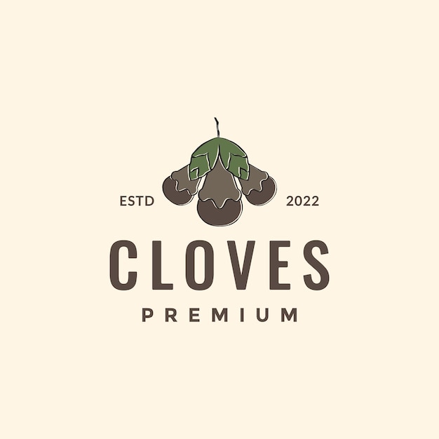 Clove and leaves spice and cigar colored hipster logo design vector icon illustration template