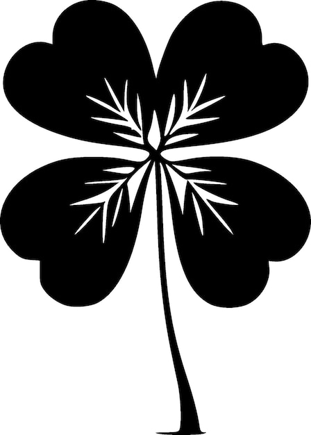 Clover black and white vector illustration