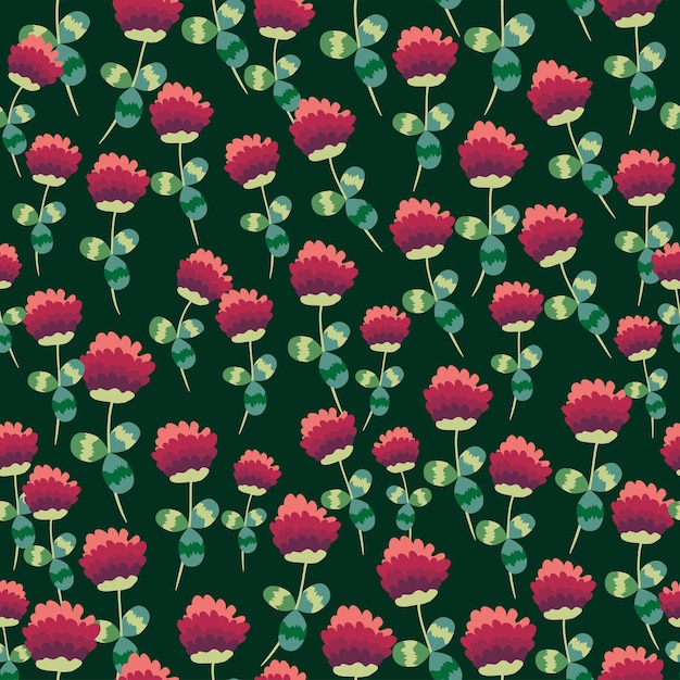 Clover blooming pink seamless pattern St Patrick's Day seamless pattern clover background