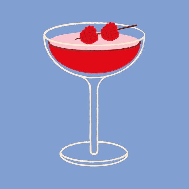 Clover club cocktail platte vectorillustratie Klassieke cocktail