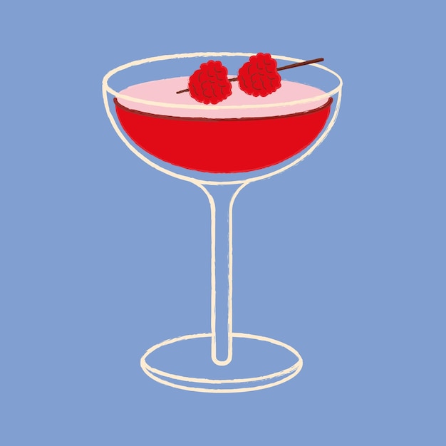 Clover club cocktail platte vectorillustratie klassieke cocktail