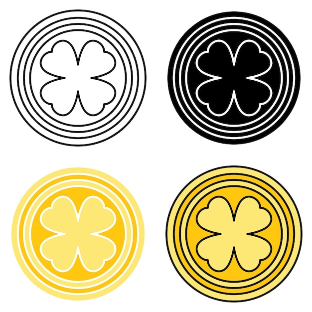 Vector clover coin in flat style isolated