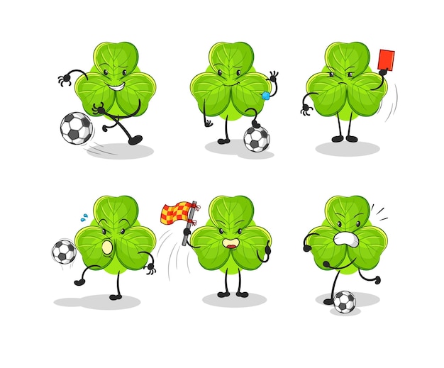 Clover football group character cartoon mascot vector