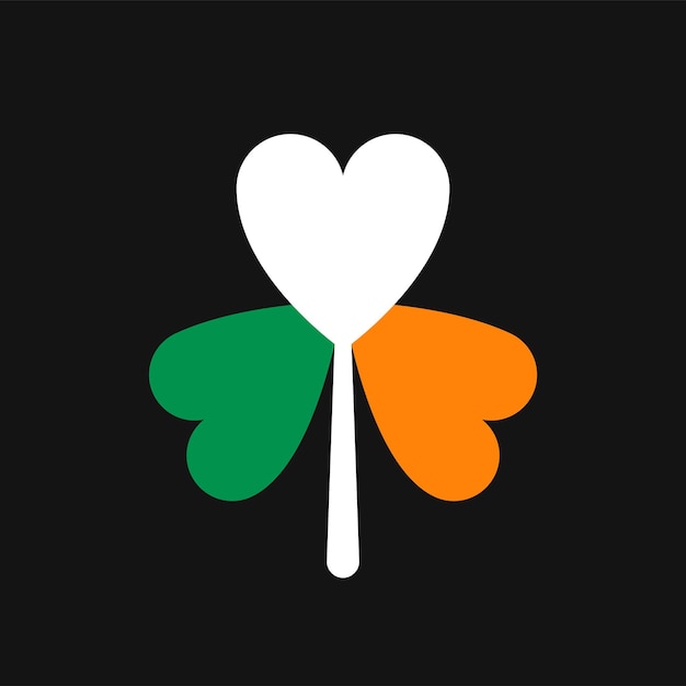 Vector clover heart shape irish colors flag vector illustration